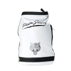 Plein Sport Unisex White Logo Print Large Backpack Bag